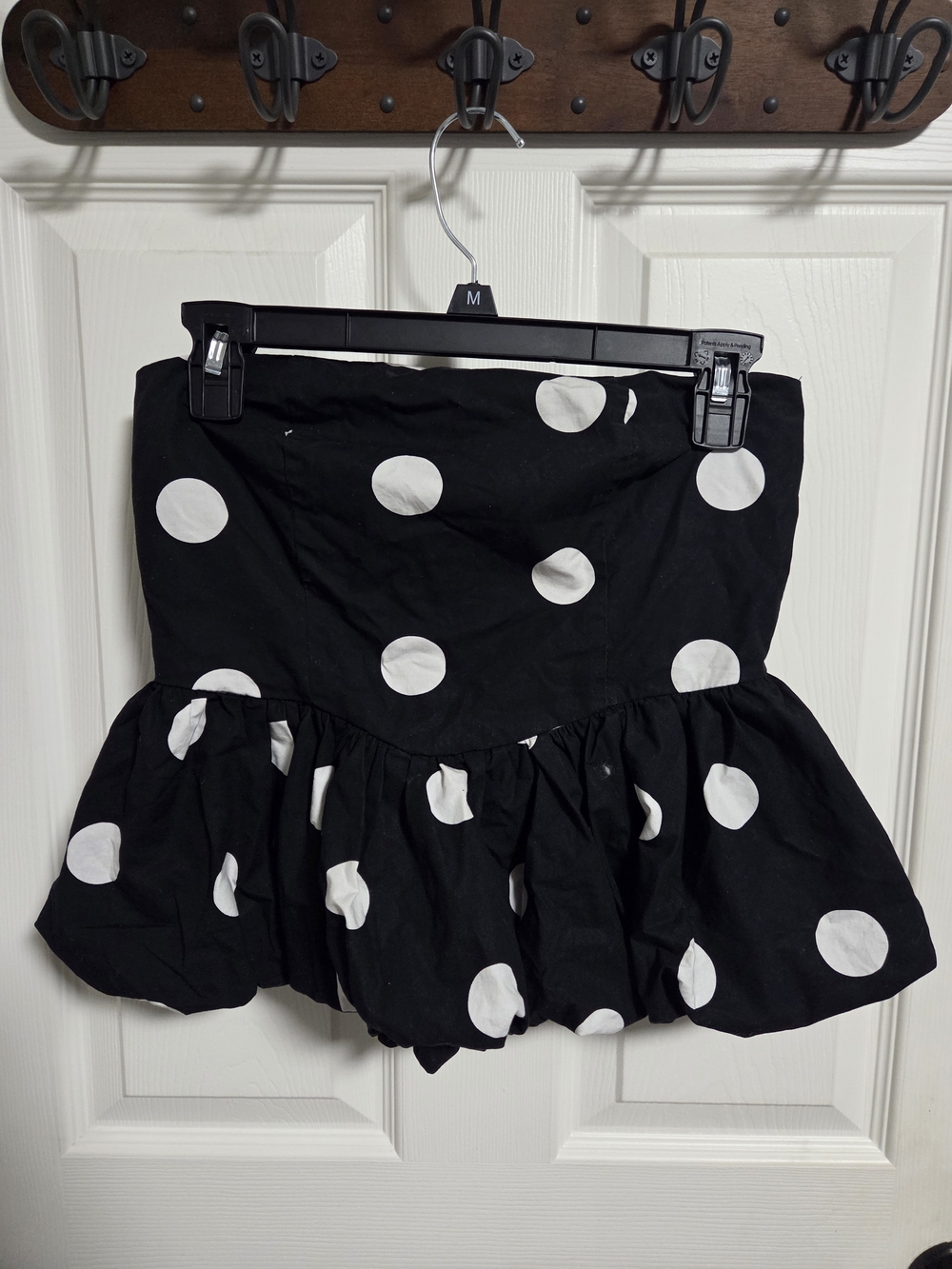 Polka Dot Peplum Mini Skirt - Black & White